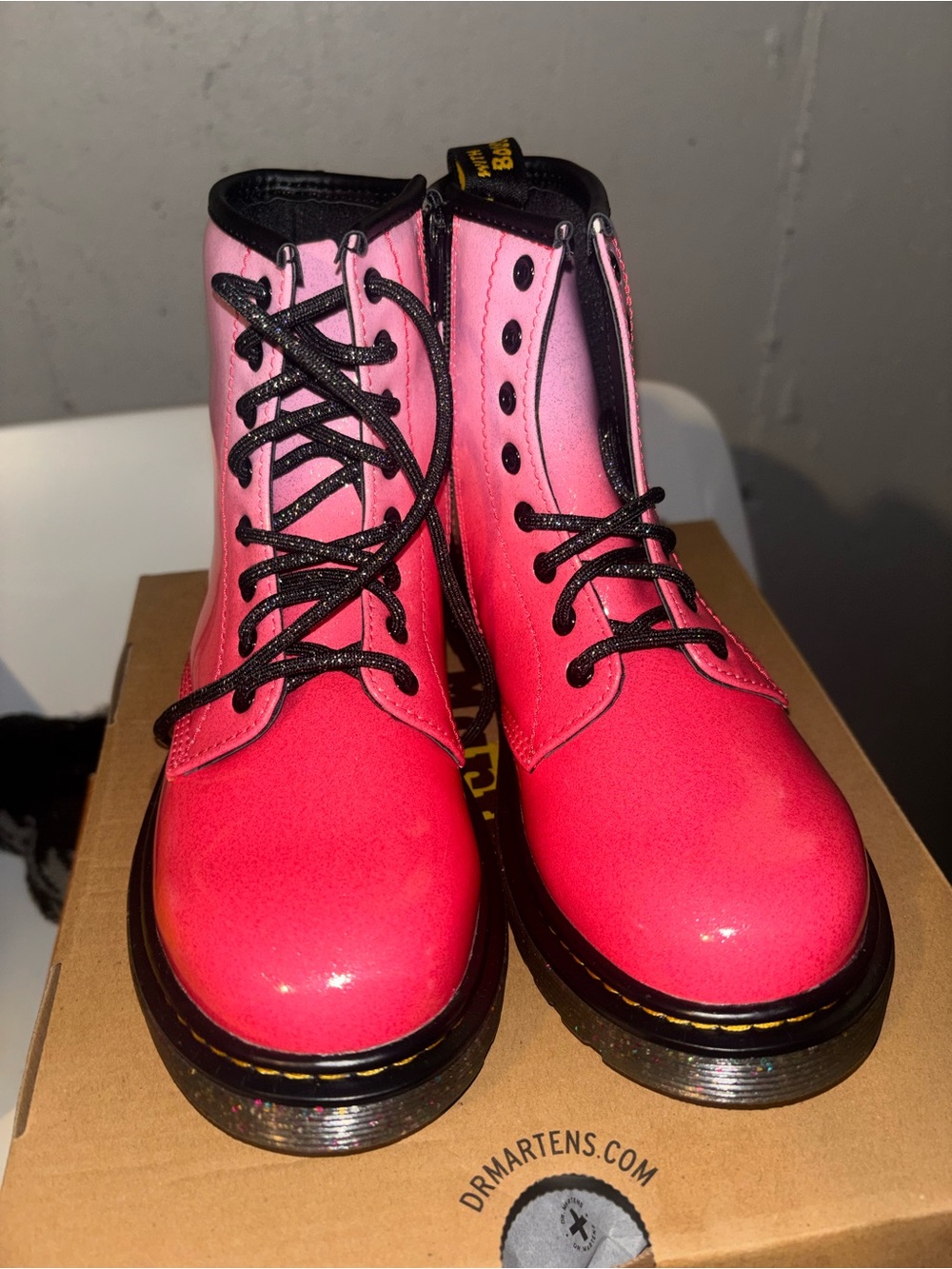 Dr. Martens Pink Ombre Lace-Up Kids Boots